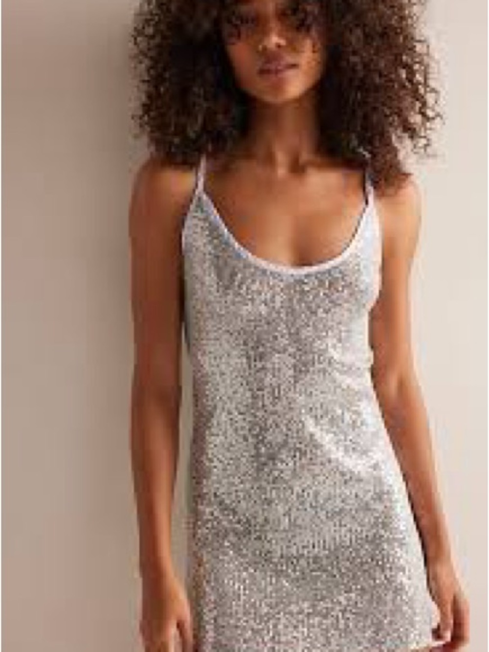 Hand Over Silver Sequin Top with Striped Trim